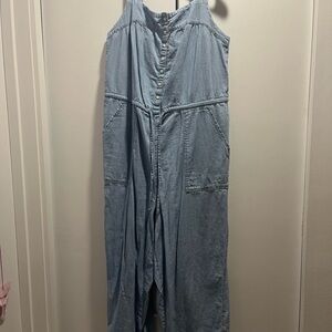 Denim Button-Front Jumpsuit